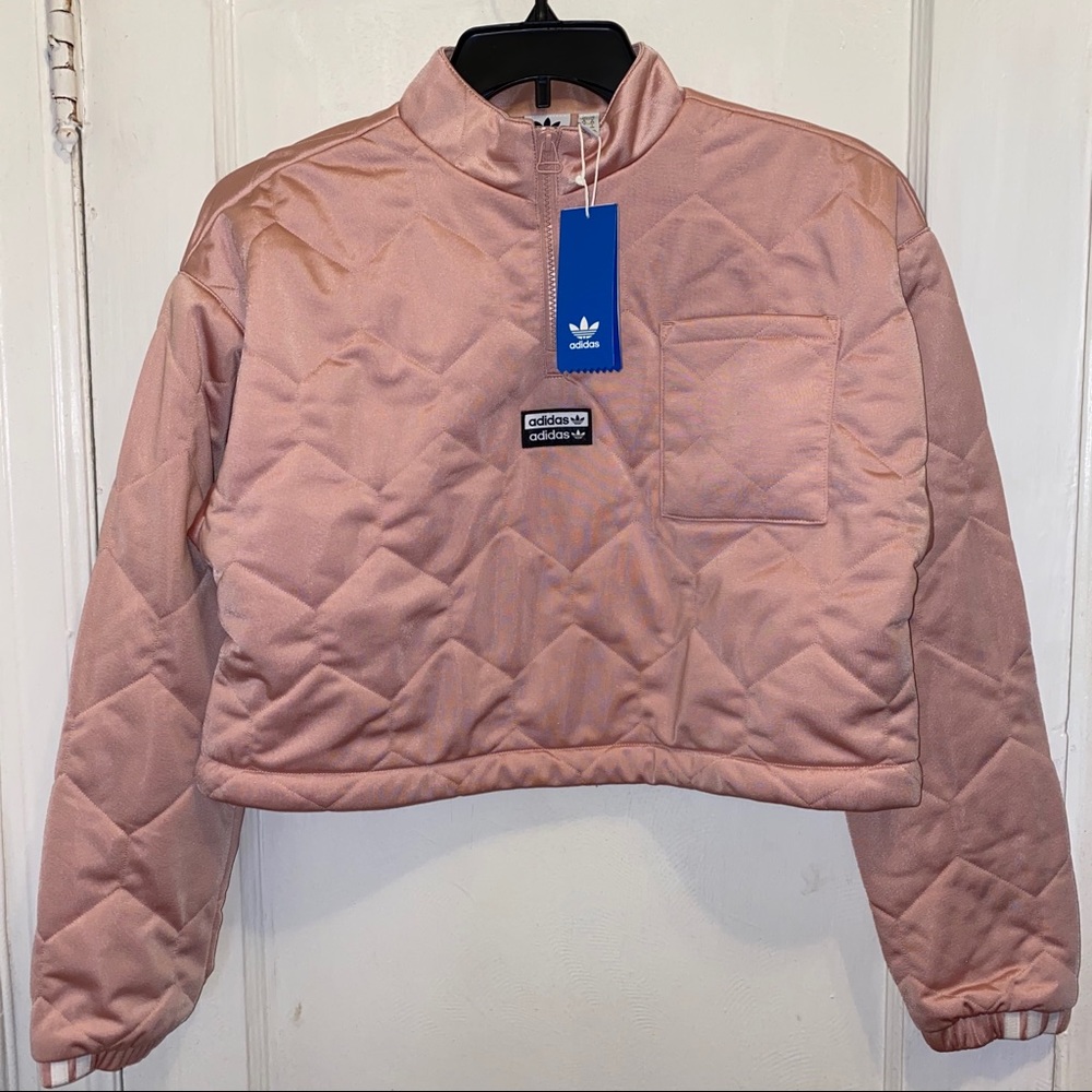 Women’s Adidas Quilted Half Zip Up Cropped Sweater